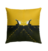 Detailed view of SurArt 90 Outdoor Pillow, emphasizing its vibrant pattern and durable, weather-proof fabric for exterior decor.